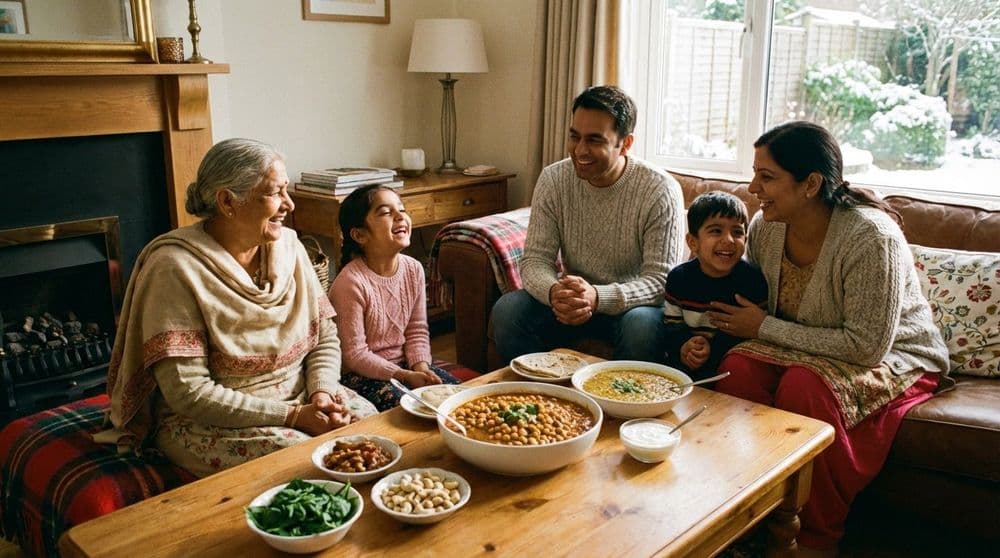 A North Indian family enjoying zinc-rich foods to boost their respiratory health during winter. A North Indian family enjoying zinc-rich foods to boost their respiratory health during winter.