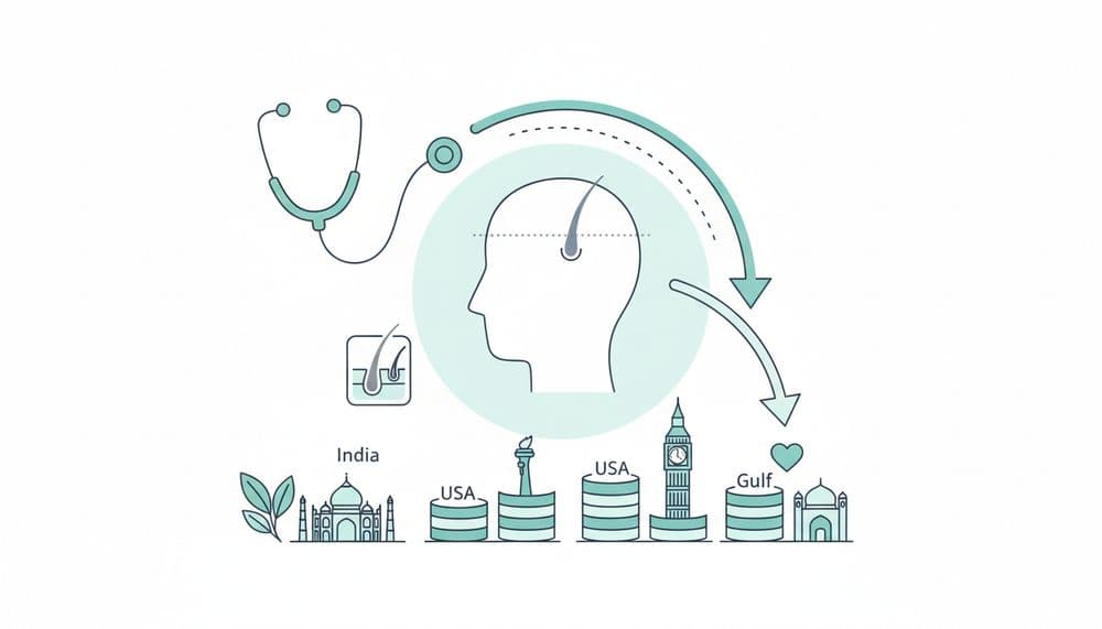 Hair Transplant Cost in India vs. USA, UK, and Gulf: A Guide for NRIs Hair Transplant Cost in India vs. USA, UK, and Gulf: A Guide for NRIs
