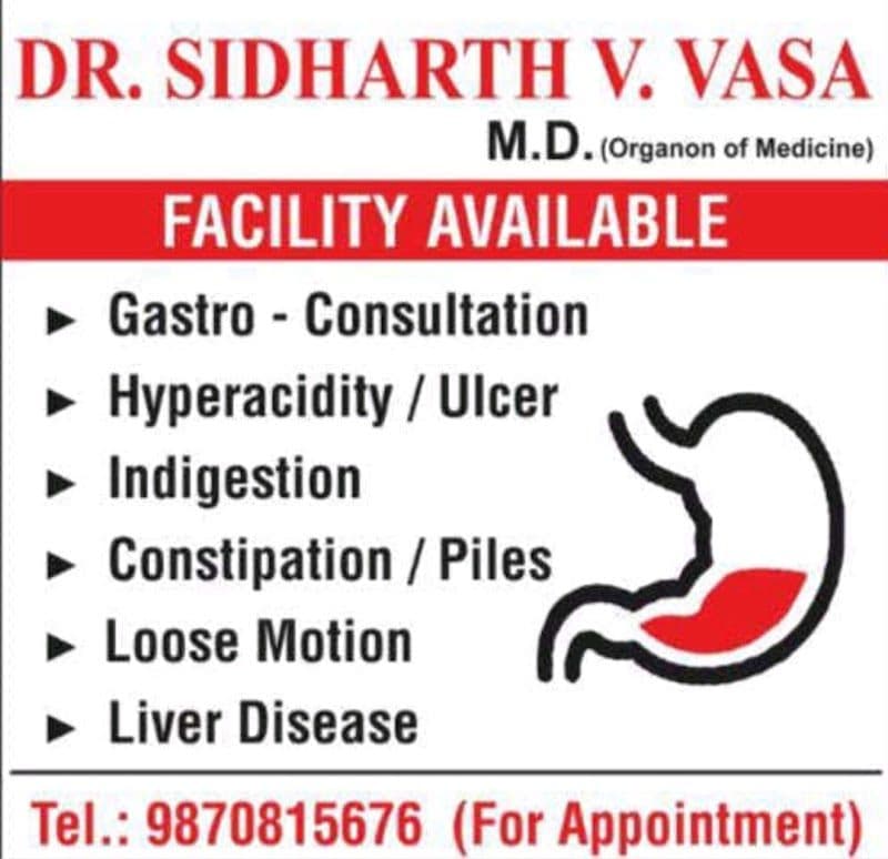 Dr.Sidharth V. Vasa. M.D.(Organon of Medicine) Spl. Interest : Clinical Gastroenterology & Tele-Consultation : Vasa Clinic Dr.Sidharth V. Vasa. M.D.(Organon of Medicine) Spl. Interest : Clinical Gastroenterology & Tele-Consultation : Vasa Clinic